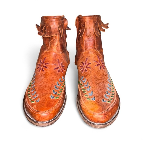 Old Gringo Brown Ankle Boots with Colorful Embroidery - Picture 7 of 13